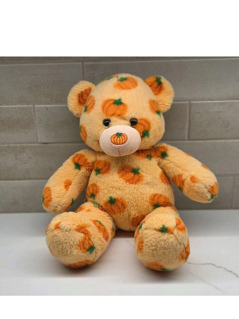 2012 Build A Bear Orange Pumpkin Nose Teddy Bear Plush Pumpkin Pal Halloween